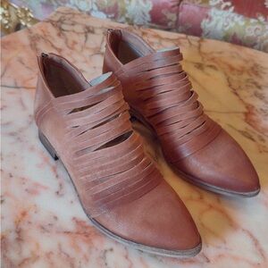 Free People Brown Layered Strappy Pointed Ankle Boots
